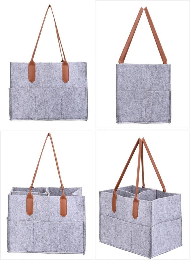 GSTORE IIEFashionable Baby Diaper Handbag - Soft Felt Organizer with Dividers, Multi-Pocket Design - Image 4